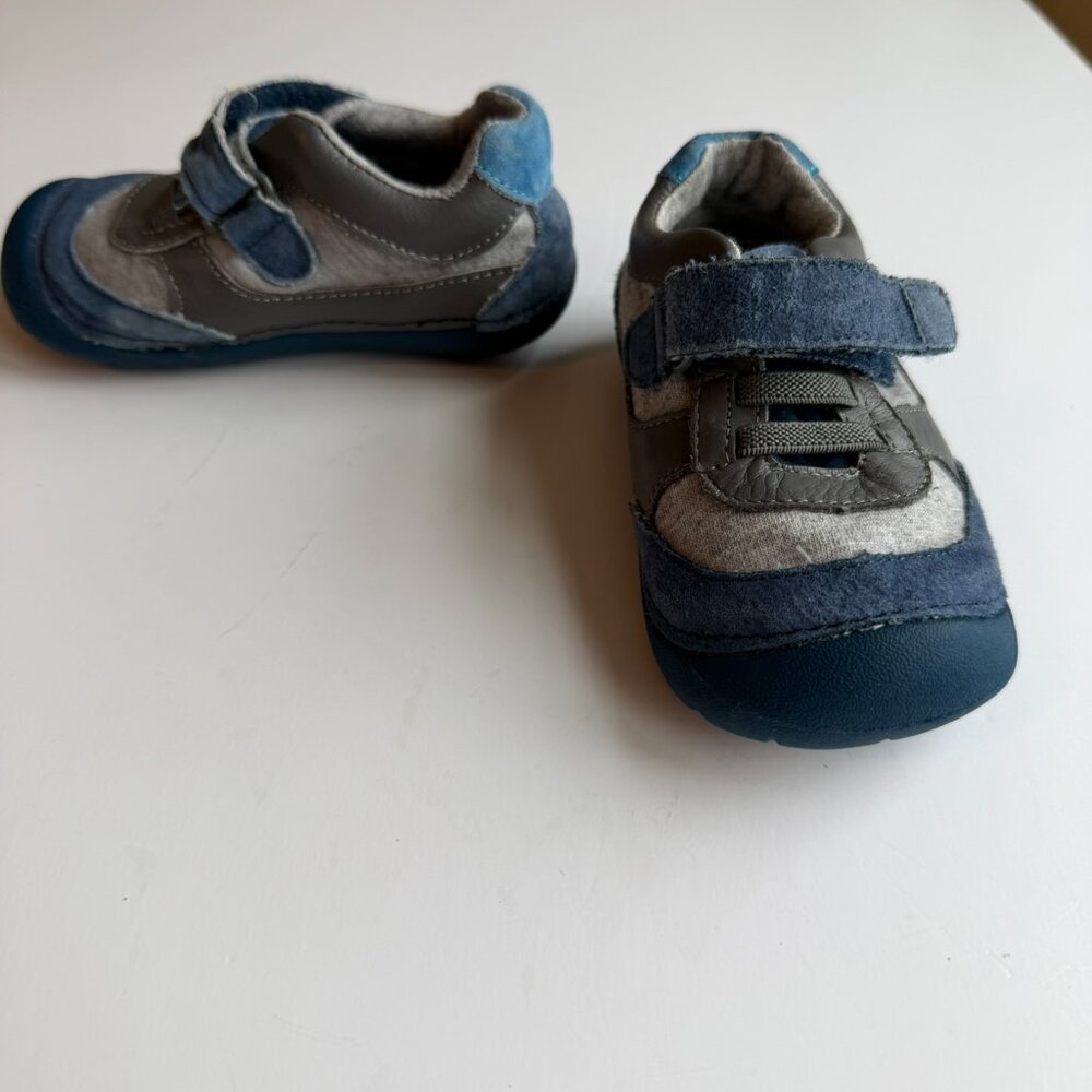 Baby Walking Shoes 5W Tucker and Tate Mixed Blue Leathers and Gray - Picture 4 of 14